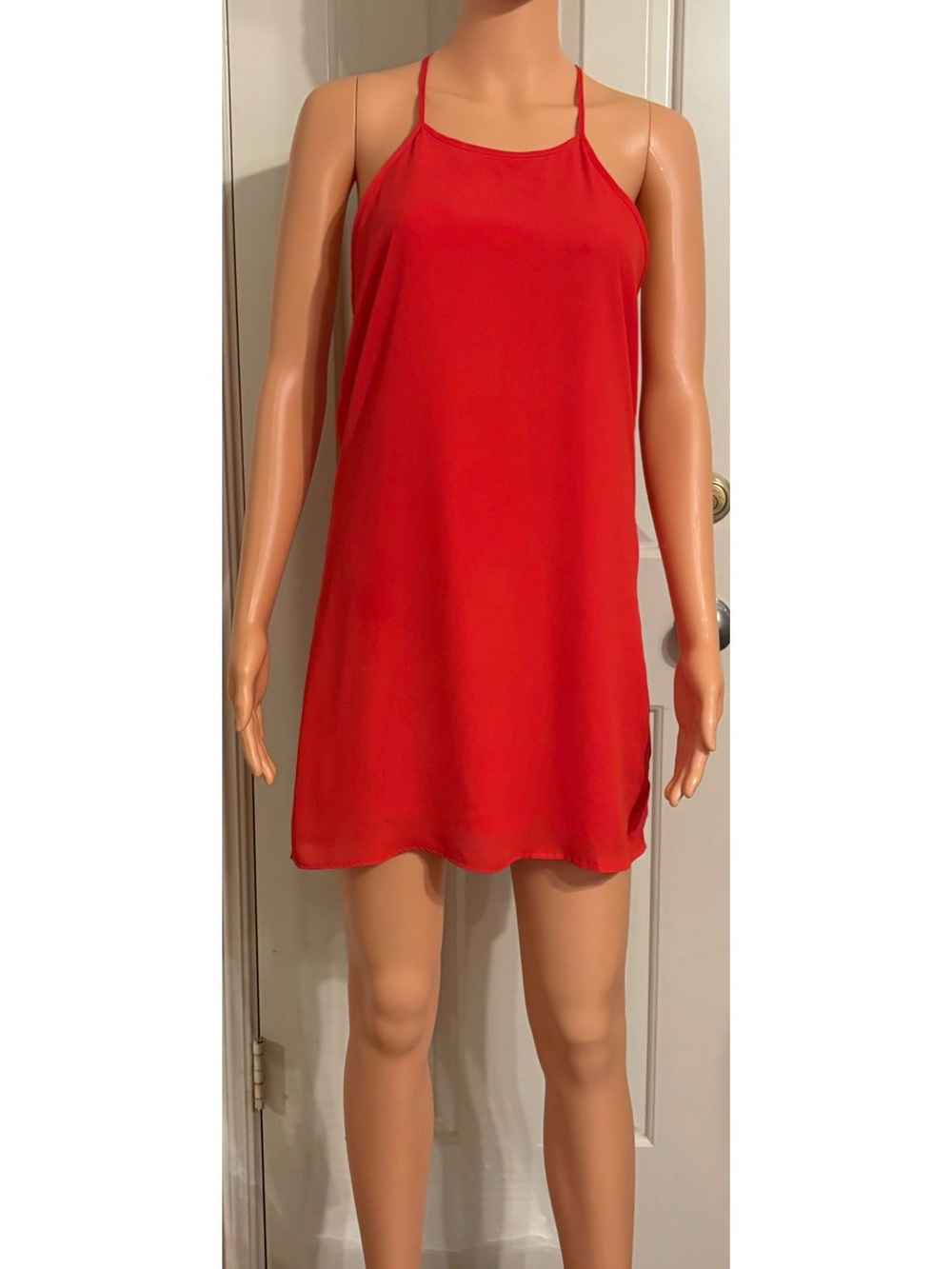 Forever 21 Bright Red Slip Dress with Spaghetti Straps